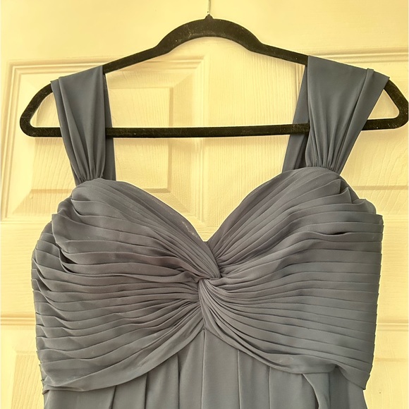 Women’s Navy JJ’s House Off the Shoulder Full Length Bridesmaid Dress Size 0 - Picture 3 of 5